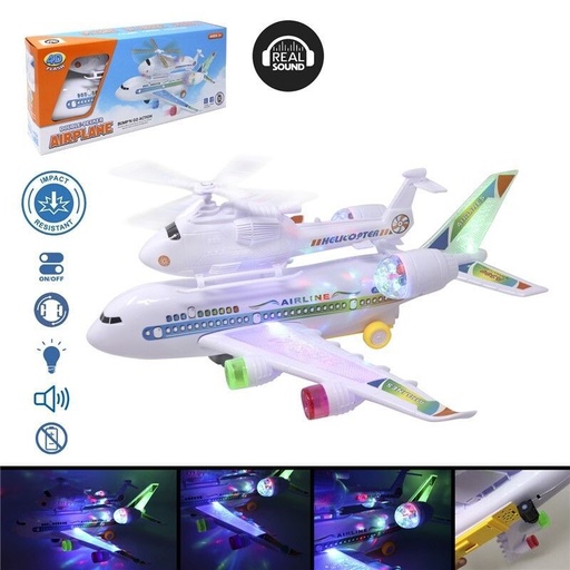 [04-A330900] Juguete avión + helicóptero jumbo luz y sonido - Diversión interactiva