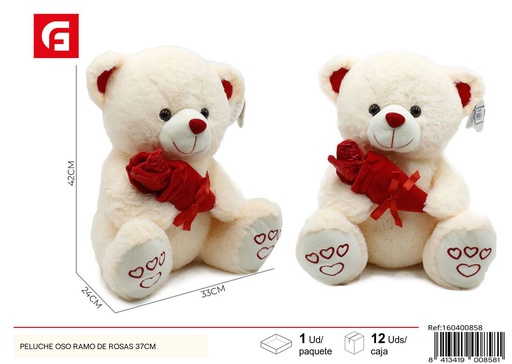 [160400858] Peluche oso ramo de rosas de 37cm - Adornos para San Valentín