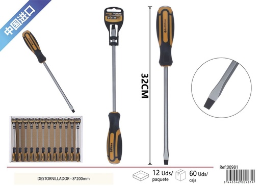 [00981] Destornillador plano 8*200mm - Herramientas de ferretería