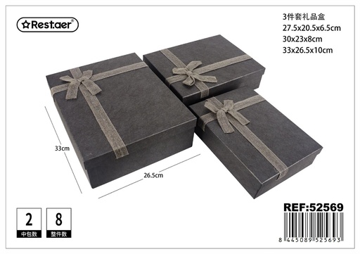 [52569] Set de 3 cajas de regalo rectangulares - Regalos y accesorios