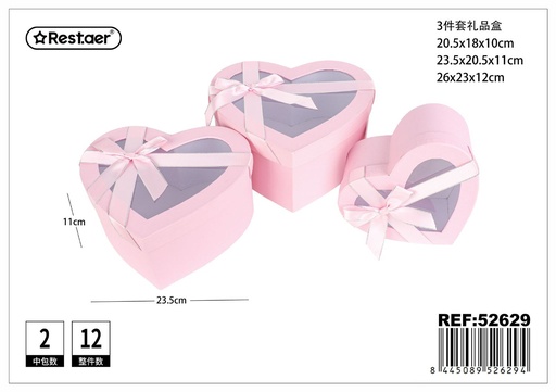 [52629] Set de 3 cajas de regalo con forma de corazón - Regalos y accesorios
