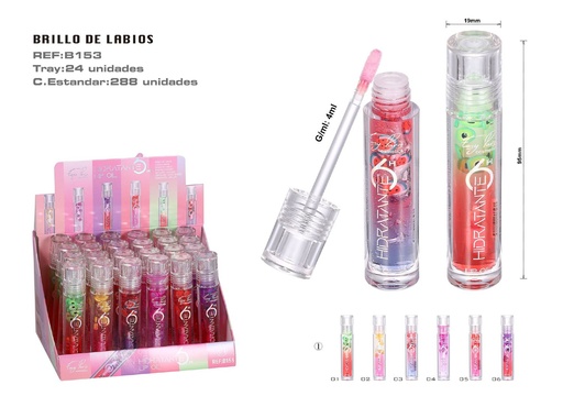 [B153-01] Brillo labial dúo sabor frutal - Labial hidratante y voluminoso