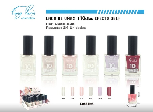 [D058-B05] Laca de uñas alto brillo 10D 24/U - Esmalte de larga duración