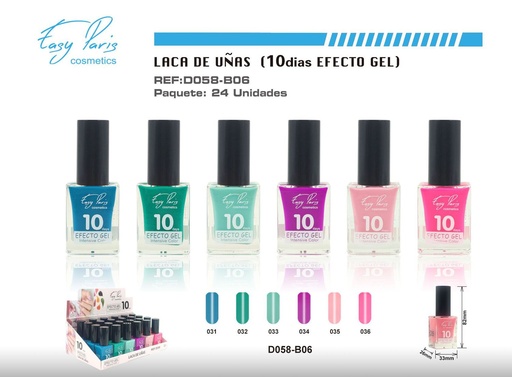 [D058-B06] Laca de uñas alto brillo 10D 24/U - Esmalte de larga duración