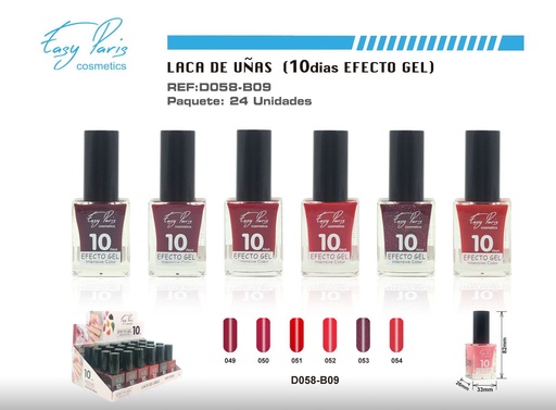 [D058-B09] Laca de uñas alto brillo 10D 24/U - Esmalte de larga duración