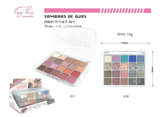 [S147-01] Paleta de sombras de ojos 12/U - Colección de sombras para ojos