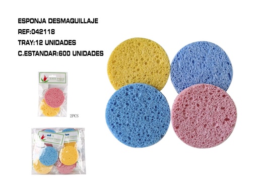 [042118] Esponja desmaquilladora 2p 12/U - Esponjas de limpieza