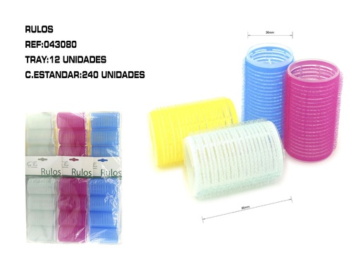 [043080] 4 rulos nylon 3.6cm 12/p. - Accesorios para el cabello