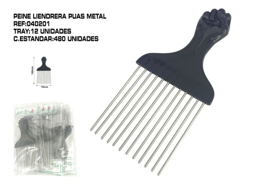 [040201] Peine ahuecador metálico 12 unidades - Accesorios para peinado