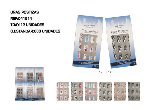 [041514] Uñas postizas con adhesivo 12/u 600/c - Productos de manicura