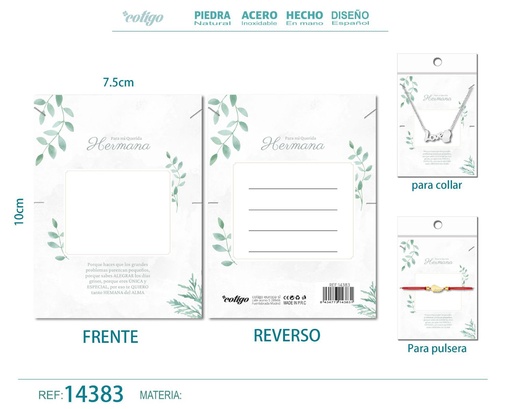 [14383] Tarjeta de felicitación para Hermana - Tarjeta para joyas de regalo