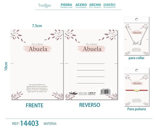 [14403] Tarjeta de felicitación para Abuela - Tarjeta para joyas de regalo
