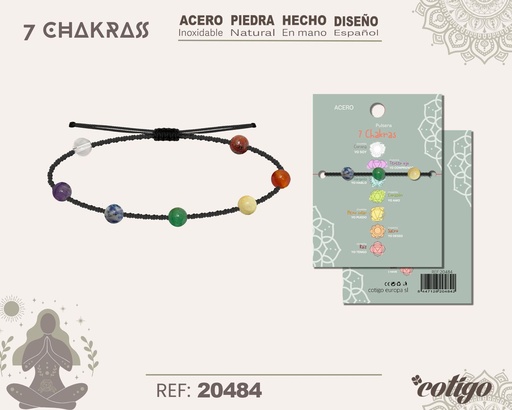 [20484] Pulsera de 7 Chakras con piedra natural - Accesorios de bisutería