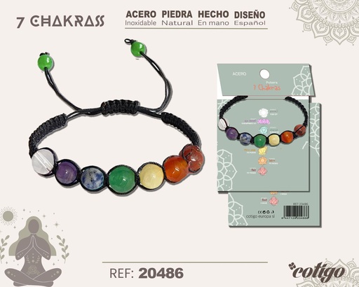 [20486] Pulsera de 7 Chakras con piedra natural - Accesorios de bisutería