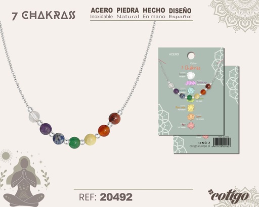 [20492] Collar de 7 Chakras con piedra natural y acero - Accesorios de bisutería