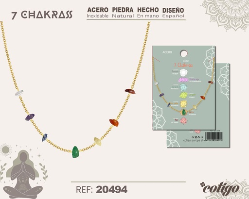 [20494] Collar de 7 Chakras con piedra natural y acero - Accesorios de bisutería