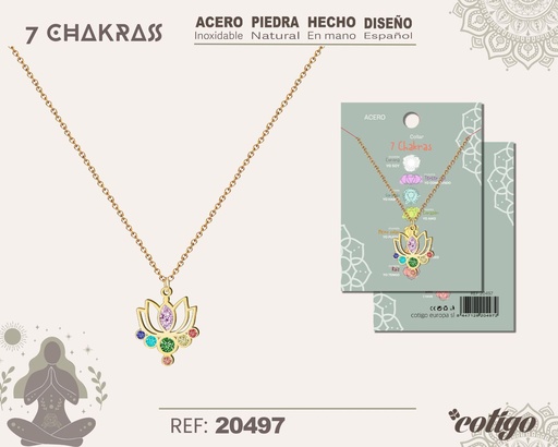 [20497] Collar de 7 Chakras con piedra natural y acero - Accesorios de bisutería