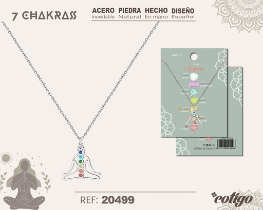 [20499] Collar de 7 Chakras con piedra natural y acero - Accesorios de bisutería