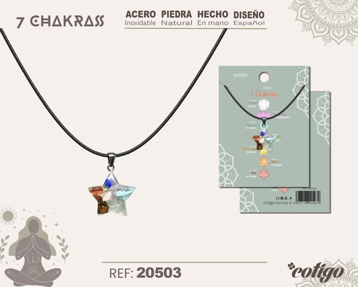 [20503] Collar de 7 Chakras con piedra natural y acero - Accesorios de bisutería