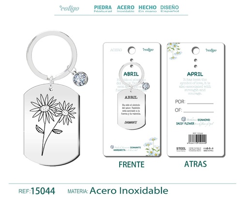 [15044] Llavero de Acero para Nacimiento de Abril - Joyería personalizada para regalos