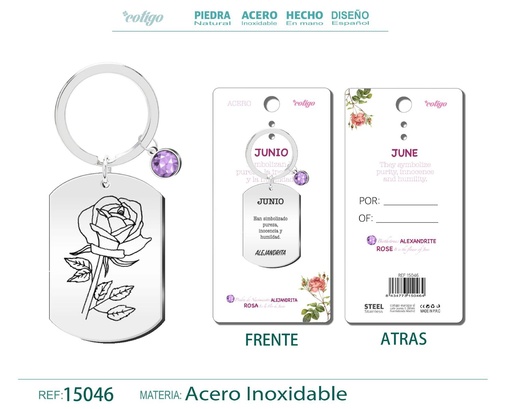 [15046] Llavero de Acero para Nacimiento de Junio - Joyería personalizada para regalos