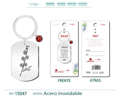 [15047] Llavero de Acero para Nacimiento de Julio - Joyería personalizada para regalos