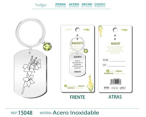 [15048] Llavero de Acero para Nacimiento de Agosto - Joyería personalizada para regalos