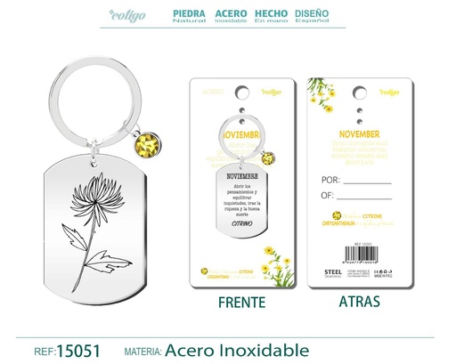 [15051] Llavero de Acero para Nacimiento de Noviembre - Joyería personalizada para regalos