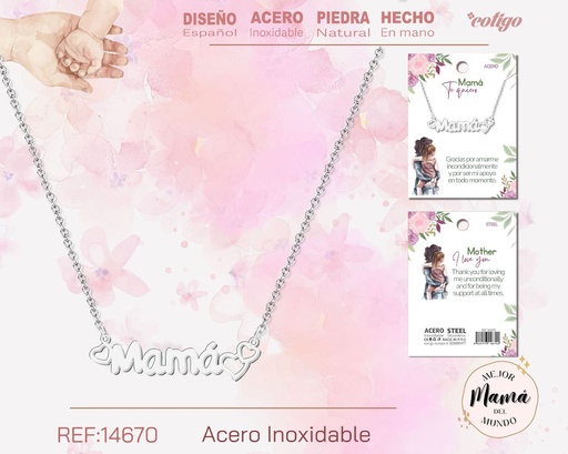 [14670] Collar plateado para mamá - Bisutería para regalos a mamá