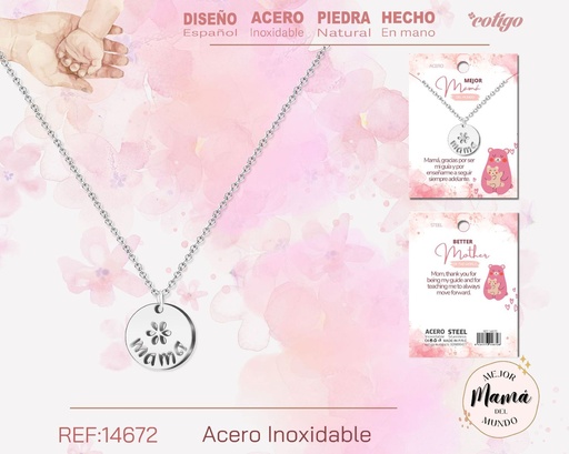 [14672] Collar plateado para mamá - Bisutería para regalos a mamá