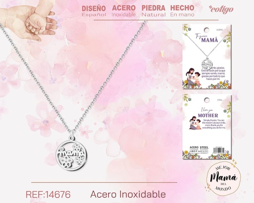 [14676] Collar plateado para mamá - Bisutería para regalos a mamá