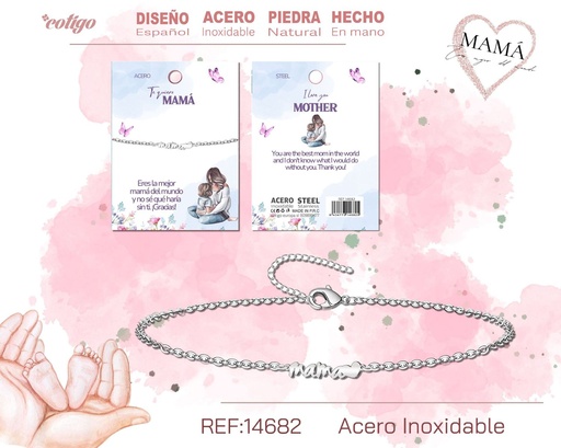 [14682] Pulsera plateada para mamá - Bisutería para regalos a mamá