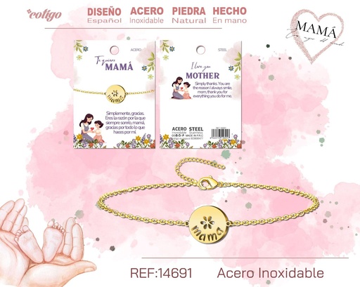 [14691] Pulsera dorada para mamá - Bisutería para regalos a mamá