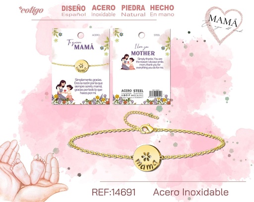 [14691] Pulsera dorada para mamá - Bisutería para regalos a mamá