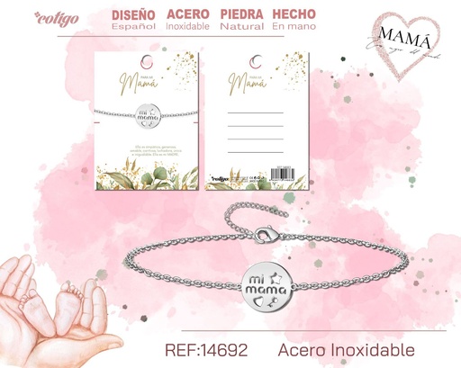 [14692] Pulsera plateada para mamá - Bisutería para regalos a mamá