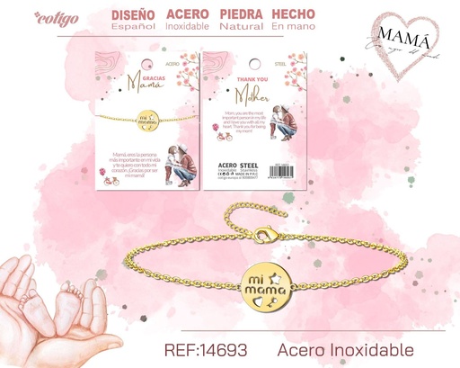 [14693] Pulsera dorada para mamá - Bisutería para regalos a mamá