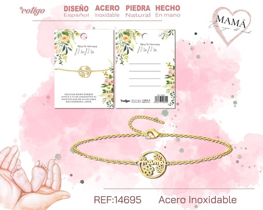 [14695] Pulsera dorada para mamá - Bisutería para regalos a mamá