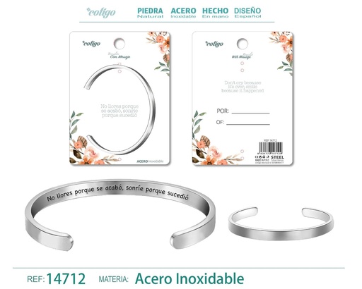[14712] Brazalete de Acero con Mensaje Personalizado - Accesorios de joyería significativa