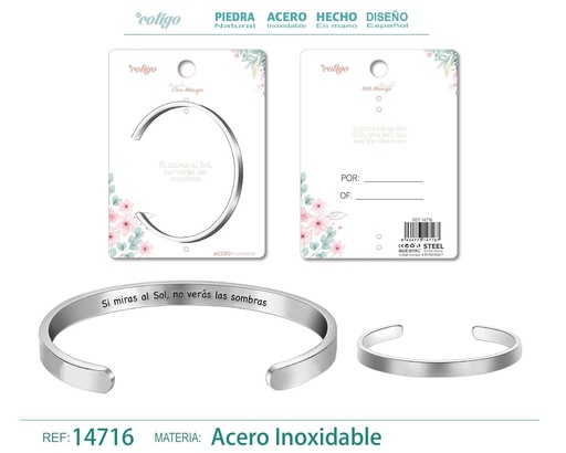 [14716] Brazalete de Acero con Mensaje Personalizado - Accesorios de joyería significativa
