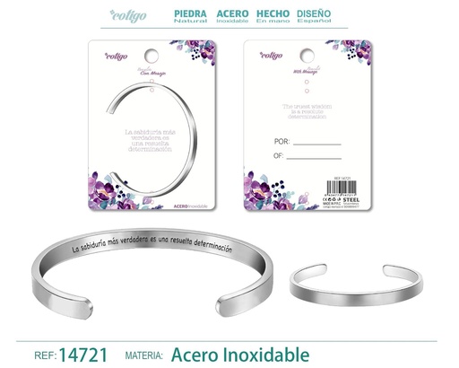 [14721] Brazalete de Acero con Mensaje Personalizado - Accesorios de joyería significativa