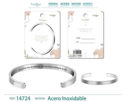 [14724] Brazalete de Acero con Mensaje Personalizado - Accesorios de joyería significativa