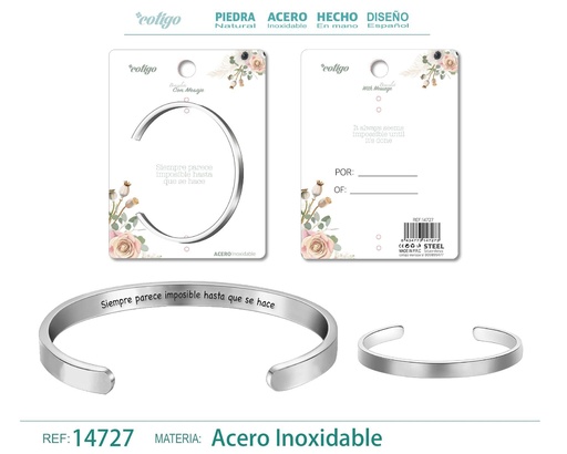 [14727] Brazalete de Acero con Mensaje Personalizado - Accesorios de joyería significativa