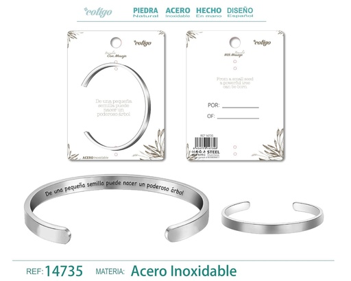 [14735] Brazalete de Acero con Mensaje Personalizado - Accesorios de joyería significativa