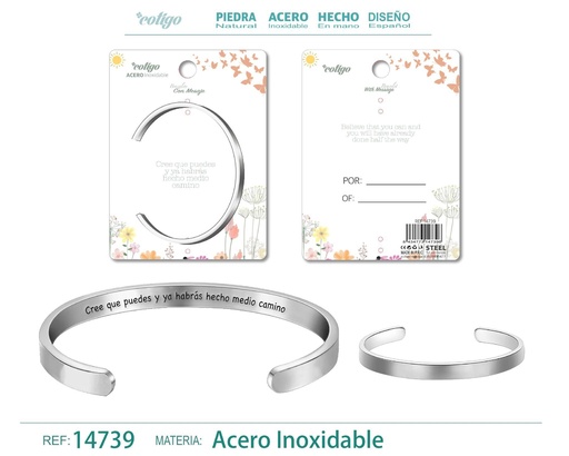 [14739] Brazalete de Acero con Mensaje Personalizado - Accesorios de joyería significativa