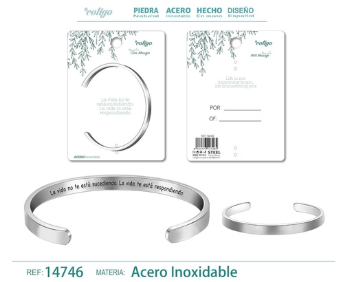 [14746] Brazalete de Acero con Mensaje Personalizado - Accesorios de joyería significativa