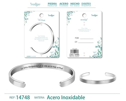 [14748] Brazalete de Acero con Mensaje Personalizado - Accesorios de joyería significativa