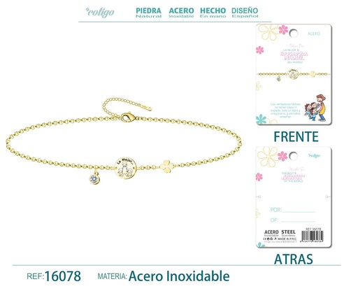 [16078] Pulsera dorada de acero para "Mejor Educadora Infantil" - Bisutería para regalos de profesión