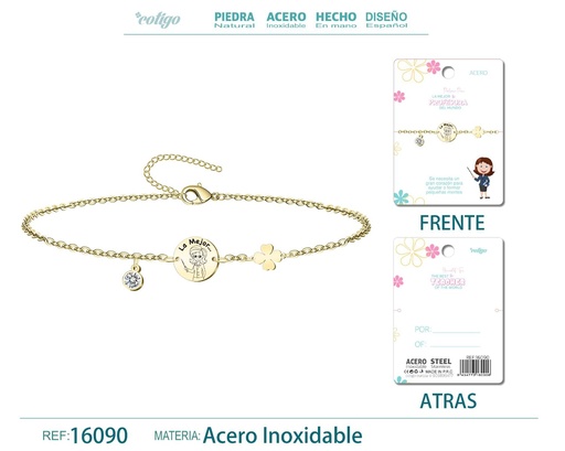 [16090] Pulsera dorada de acero para "Mejor Profesora" - Bisutería para regalos de profesión