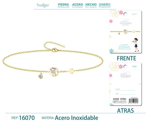 [16070] Pulsera dorada de acero para "Mejor Camarera" - Bisutería para regalos de profesión