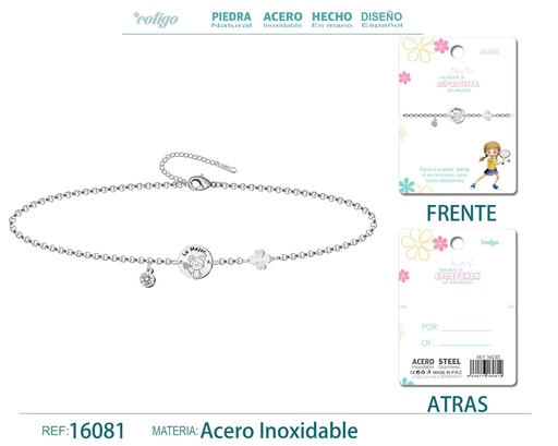 [16081] Pulsera plateada de acero para "Mejor Deportista" - Bisutería para regalos de profesión